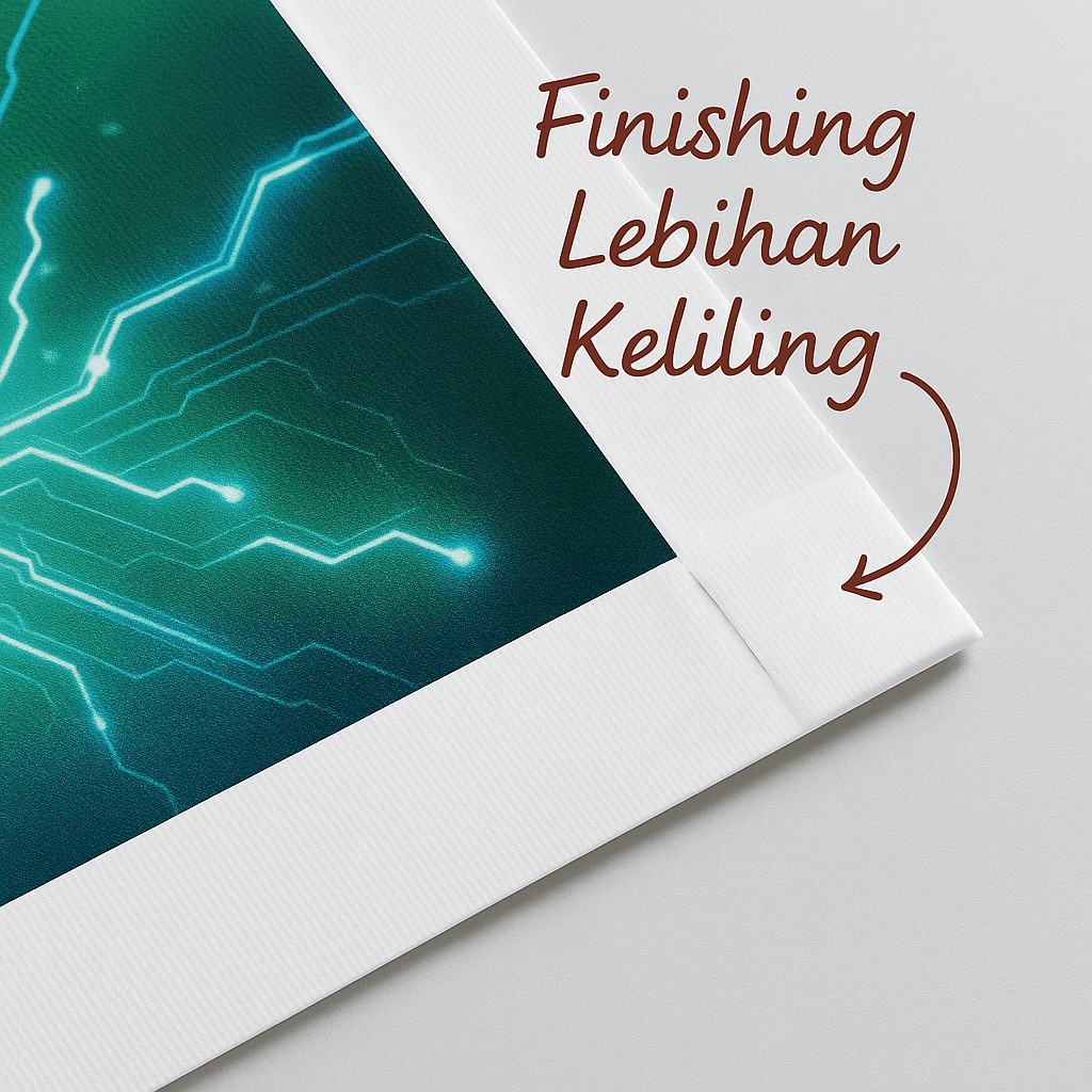 Banner finishing lebihan keliling Surabaya dengan tepi putih ekstra rapi by Titanium Printing